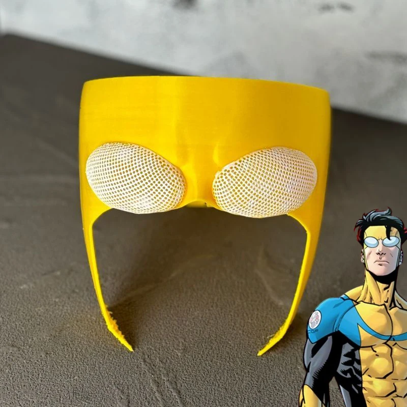 Anime Invincible Mark Grayson Cosplay Maske für Erwachsene Superhelden Gelbe Halbgesichtsmaske Halloween-Kostüm Zubehör Requisite