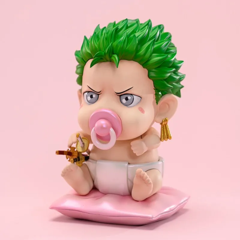 New 9cm One Piece Baby Zoro Figures Anime Three Knives Zoro Character Car Decoration Model Cartoon Desktop Ornament Holiday Gift