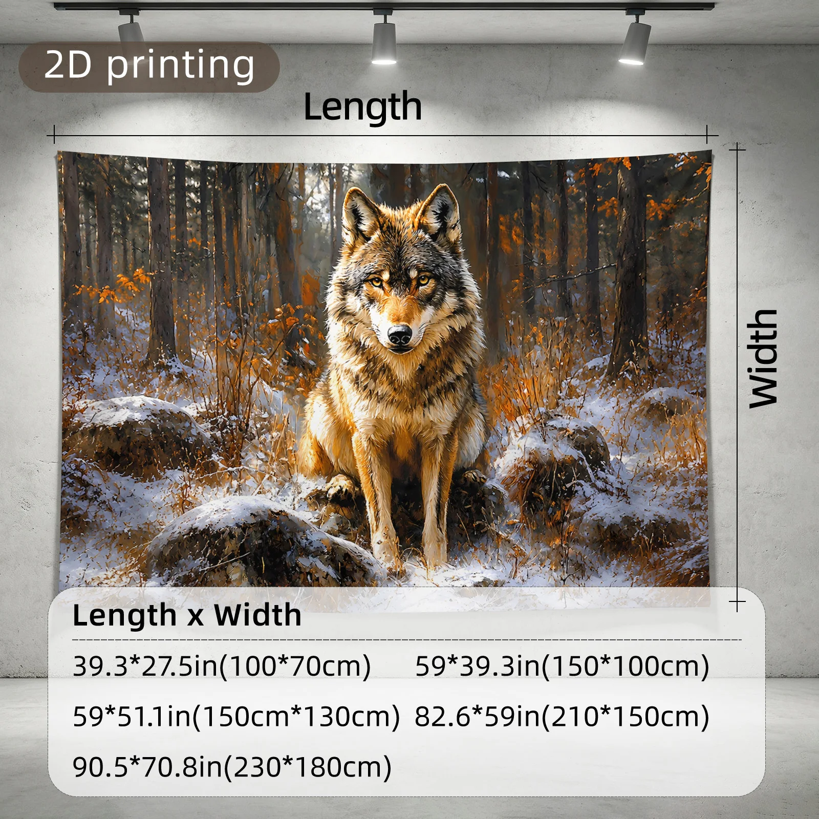 Ultra Realistic Wolf in Forest Tapestry Bohemian Rustic Woodland Wall Hanging Art Print Decor for Lodge Cabin Room Nature Wildli