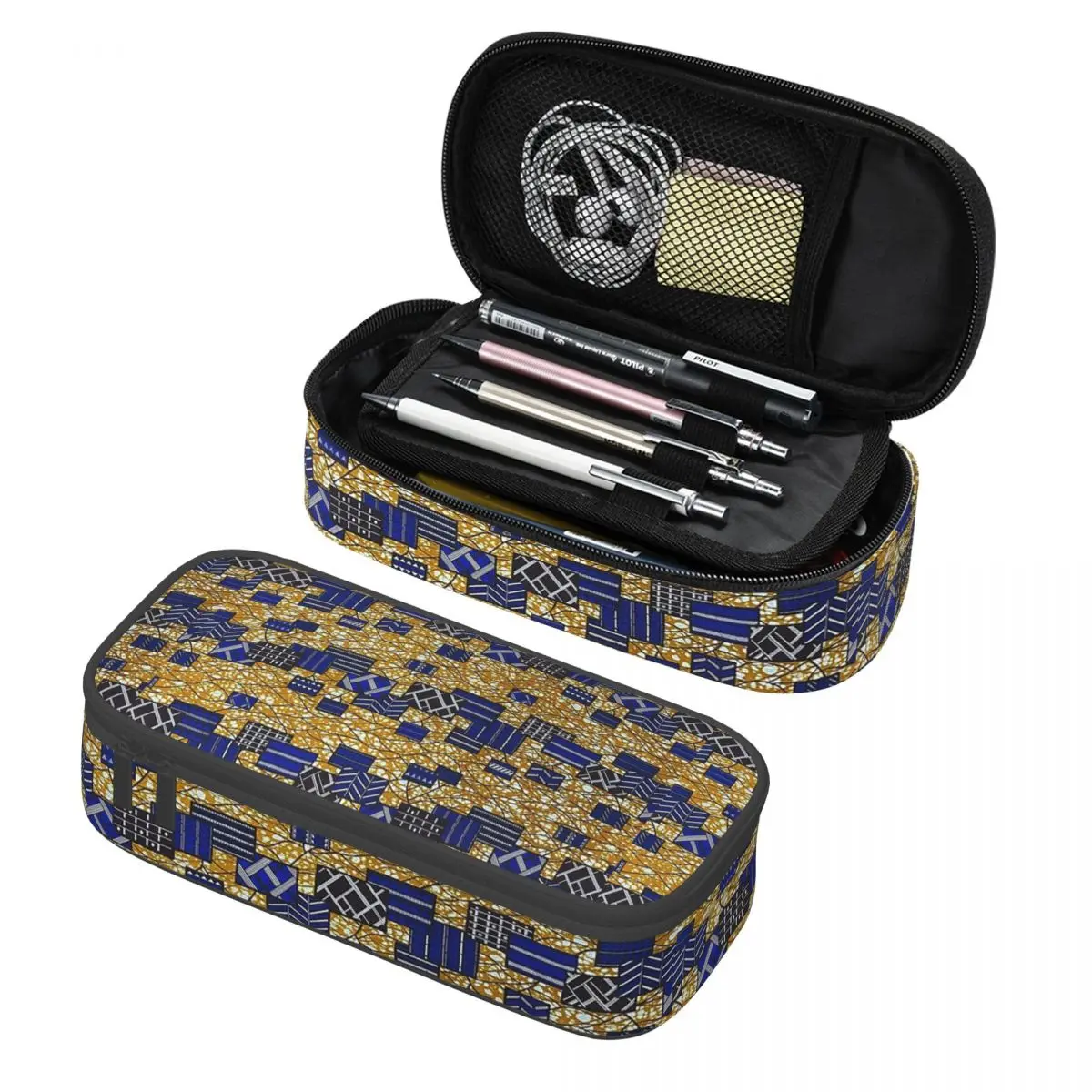 

African Ankara Wax Print Pencil Case Pencil Pouch Storage Stationery Supplies Big Capacity Pen Box Pencil Bag for Students