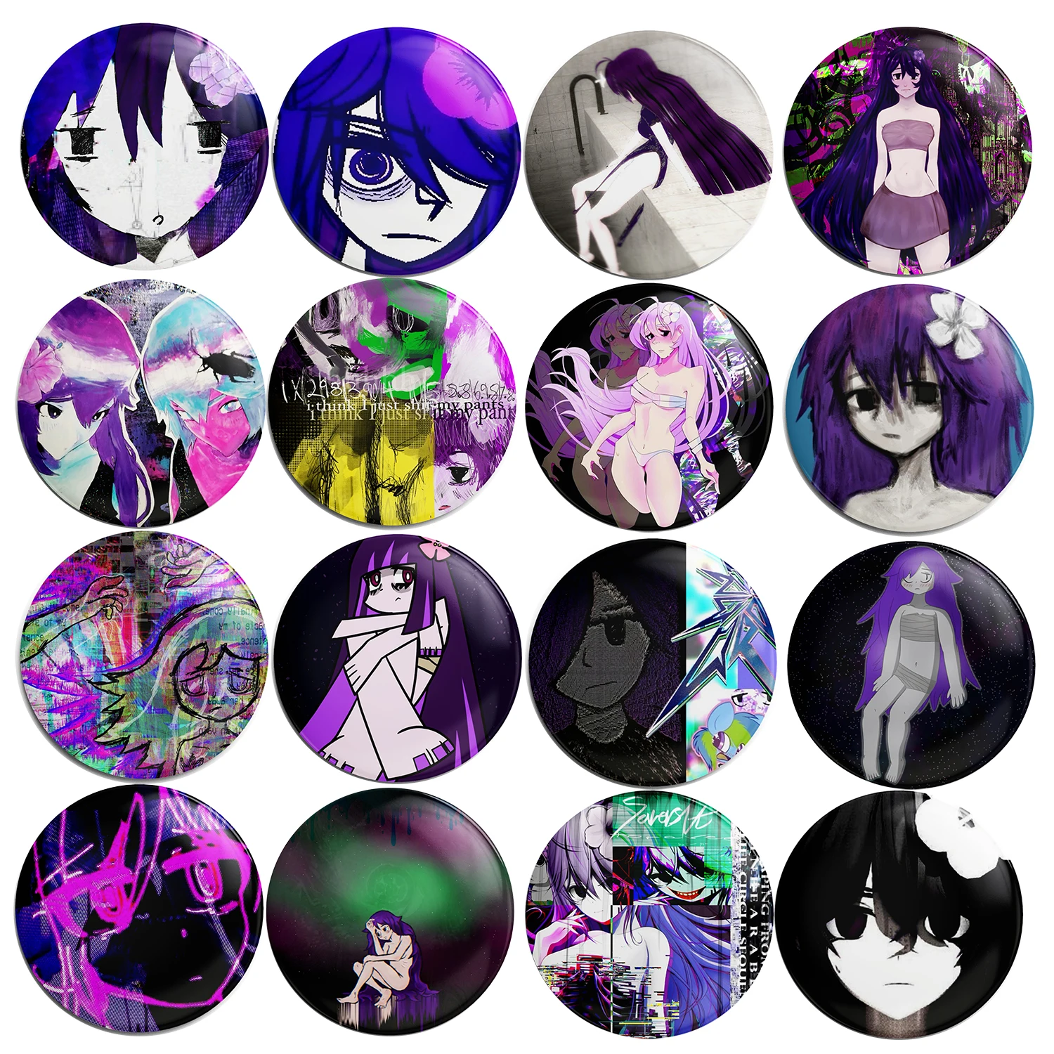 Sewerslvt Purple Cartoon Schizofrenia Cartoon Soft Button Lapel Anime Pin Brooch Jewelry Decoration Gift 58mm