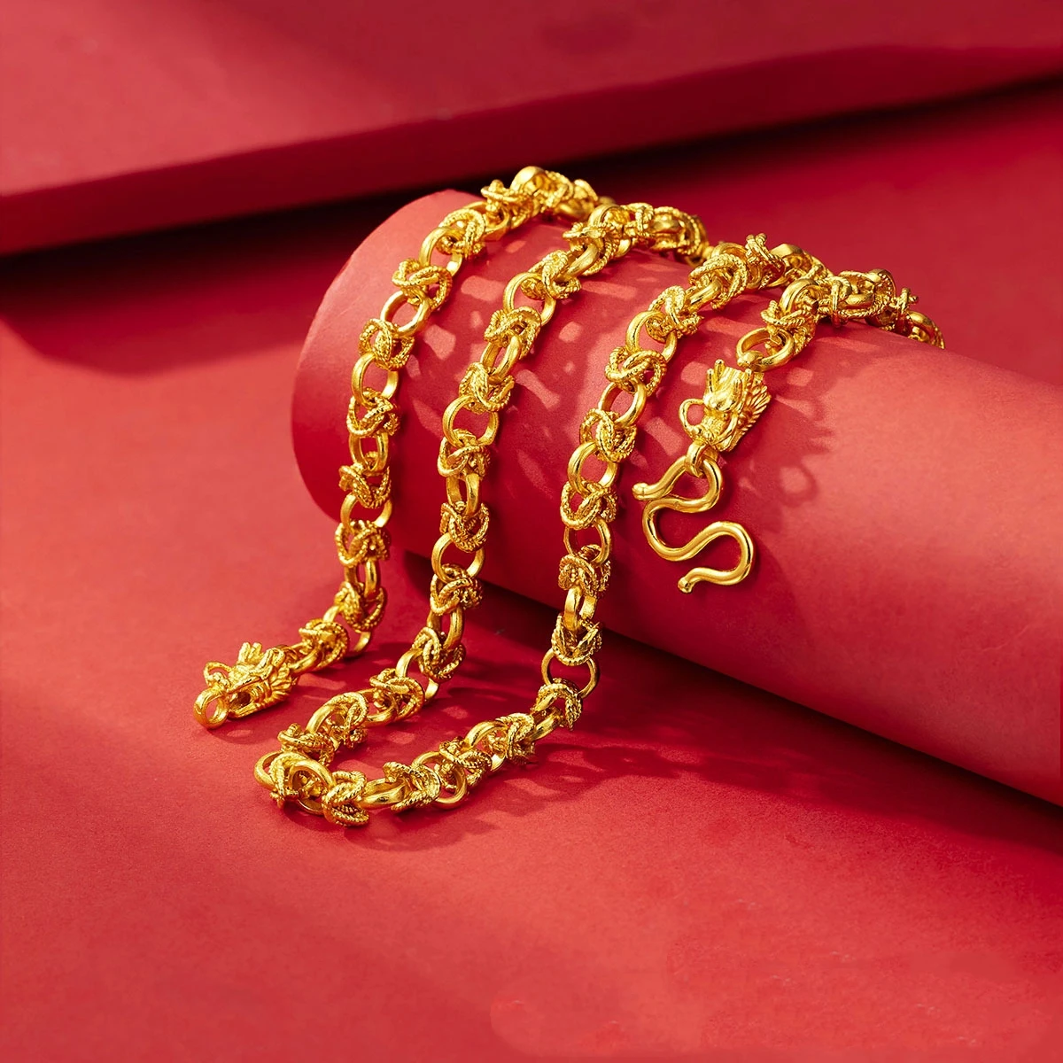 Pryna Jewelry   Gold Store launches 9999 24K pure gold faucet series bracelet necklace men's faucet twist chain domineering keel