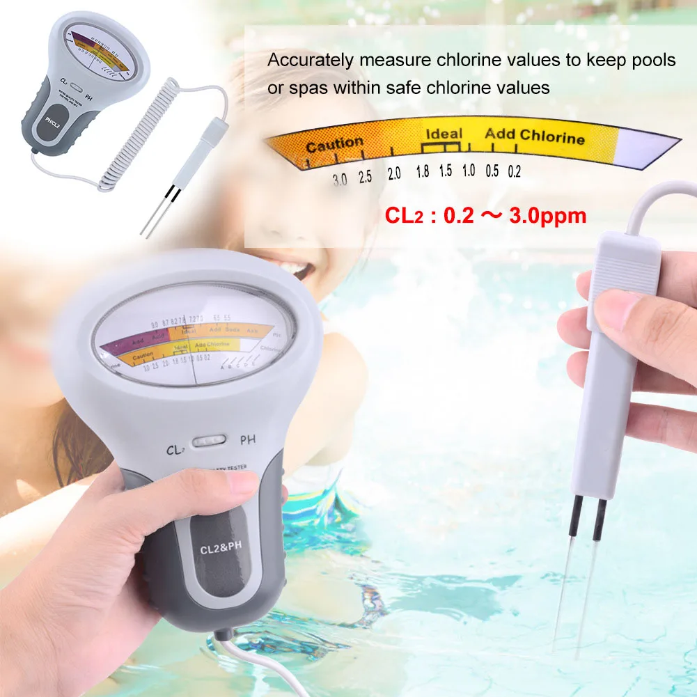 PC102 Swimming Pool Water Quality Testing Equipment CL2 & PH Meter Testing Pen Hand Tool Power Tool Accessories