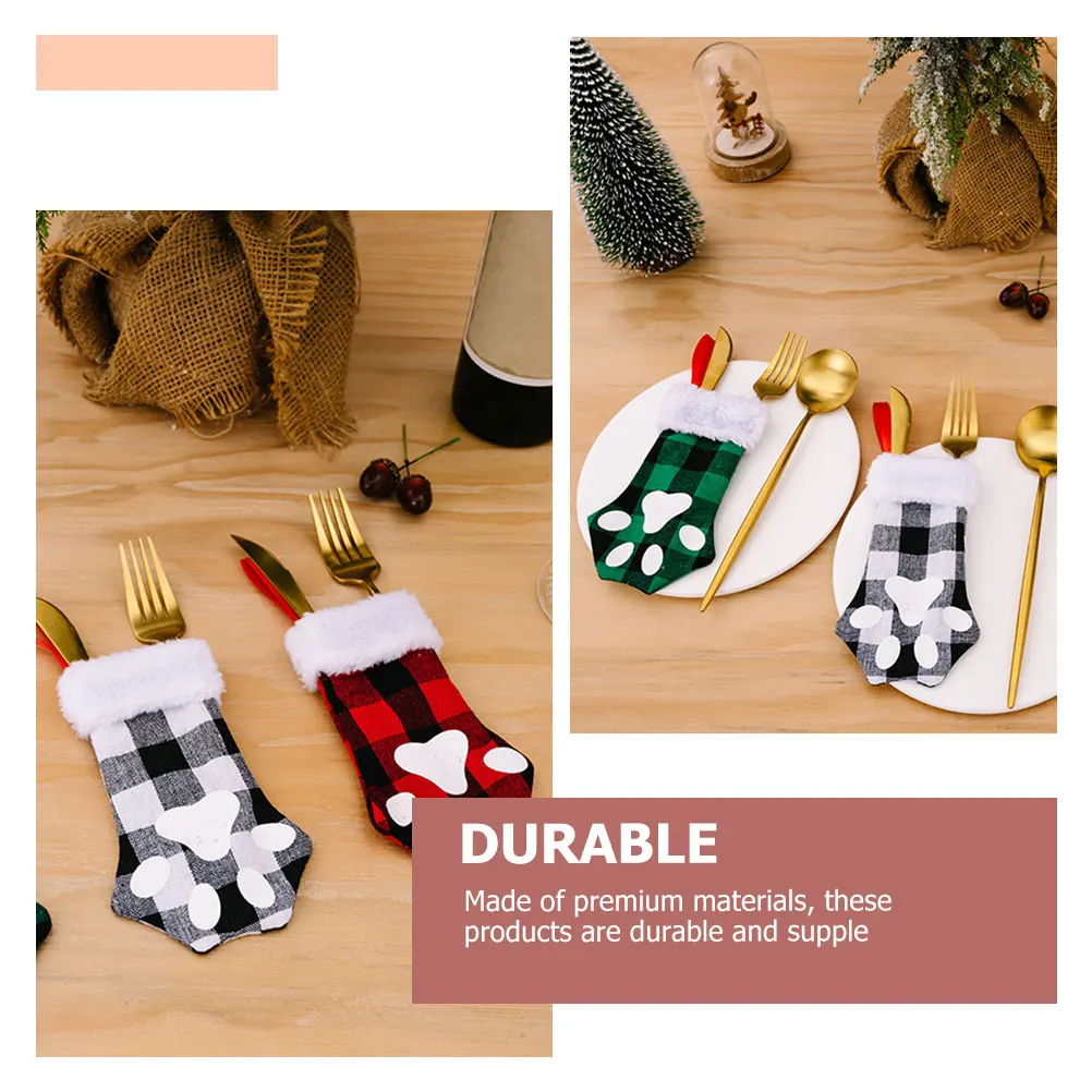 

3Pcs Christmas Stocking Vintage Cat Claw Style Hanging Sock for Candy Presents Xmas Tree Decor Indoor Holiday Decoration