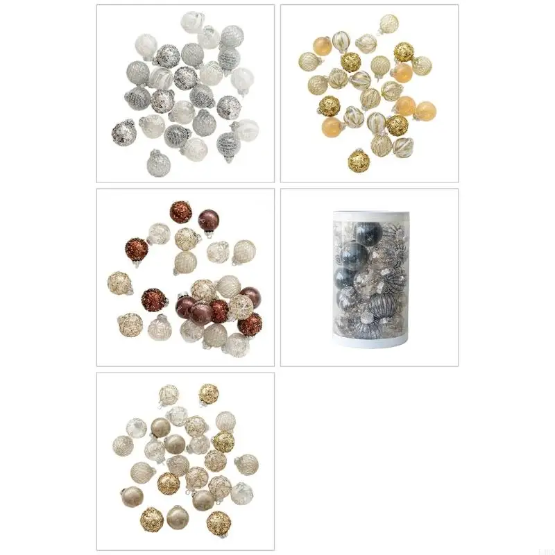 

54HD 25Pcs Christmas Sphere Ornament Set Shatterproof Festival Holiday Decoration