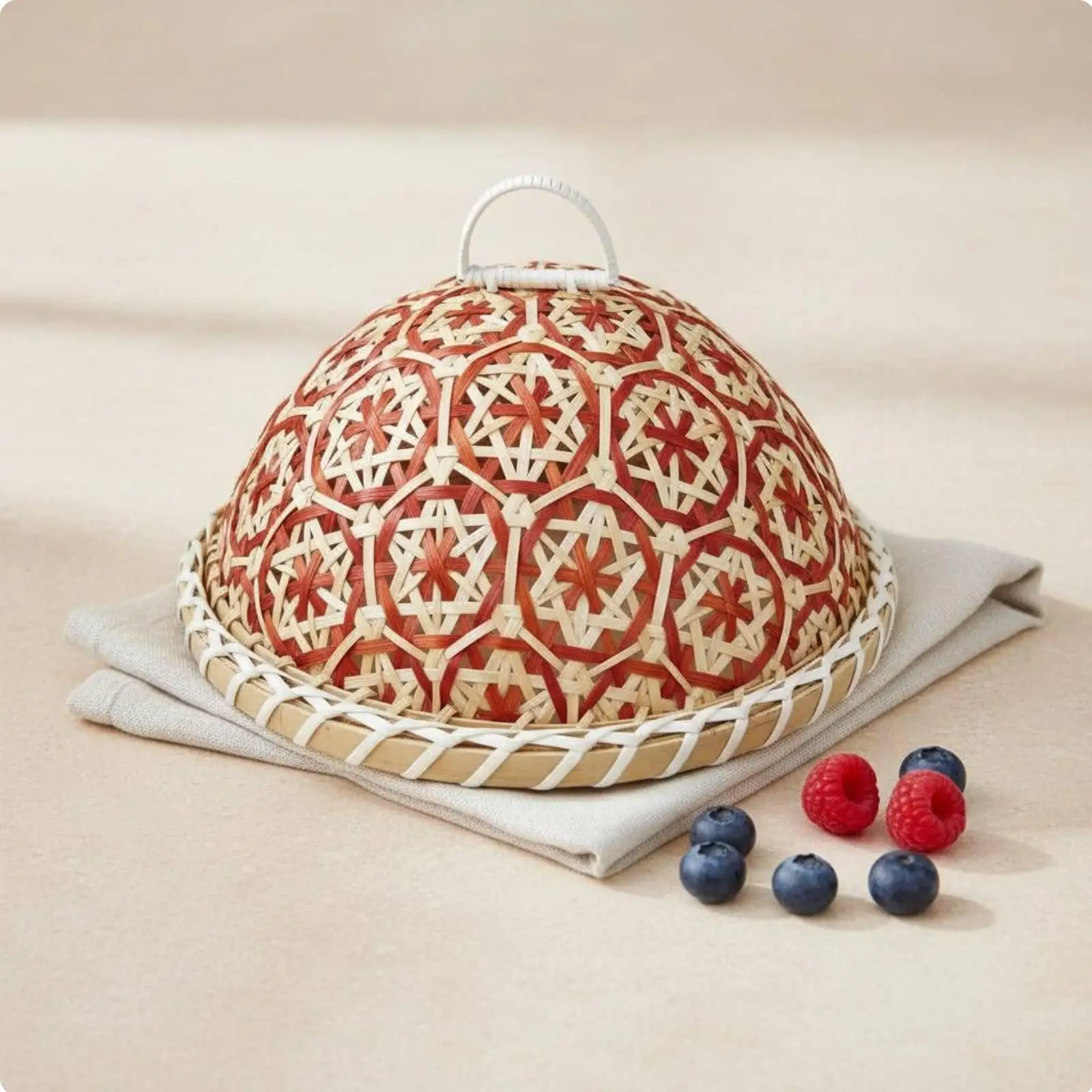 Woven Serving Tray with Cover Decorative Weave Serving Tray with Lid for Dining Table, Kitchen Counter, Picnic