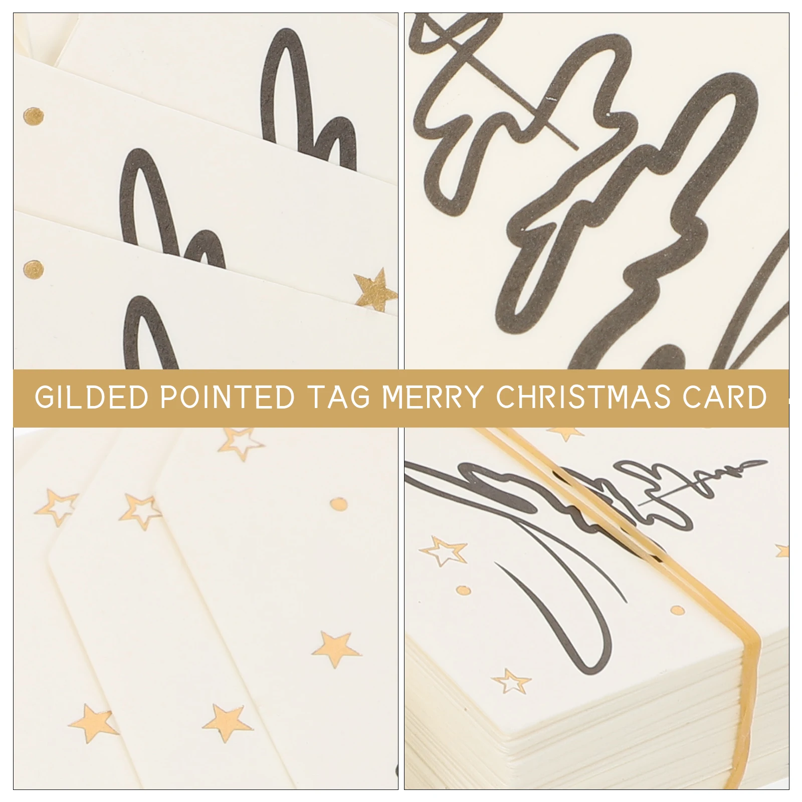 

200 Pcs Christmas Card Gold-plated Tags Holiday Gilded Festive Decor Paper Party Decorations