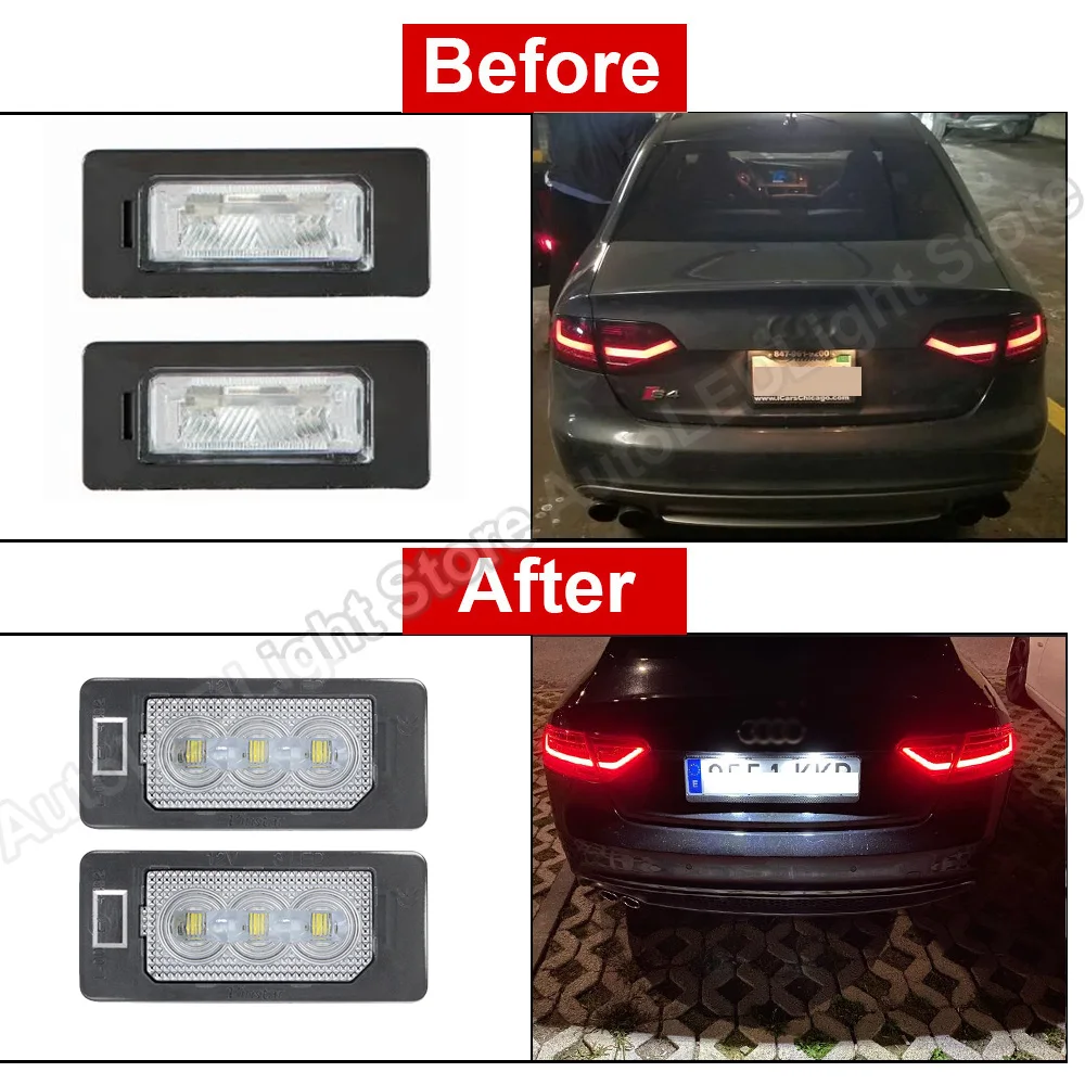 Lámpara LED de matrícula Canbus integrada, sin Error, 2 piezas, segunda generación, para Audi A4, B8, A3, A6, C7, Q3, Q5, TT