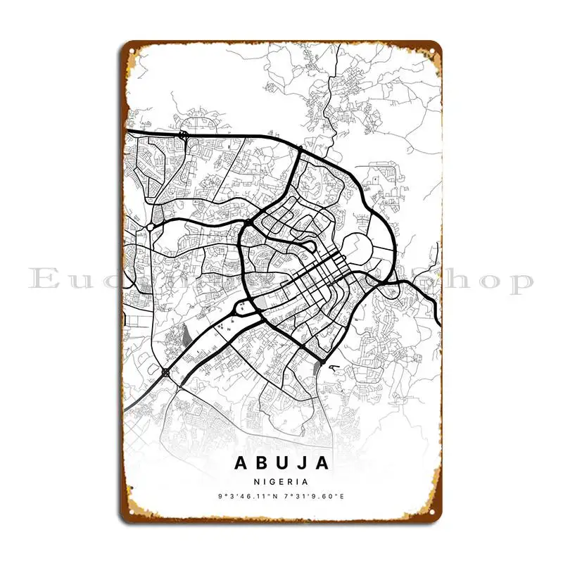 Abuja Nigeria Zoomed Metal Sign Decoration Print Painting Cinema Mural Tin Sign Poster