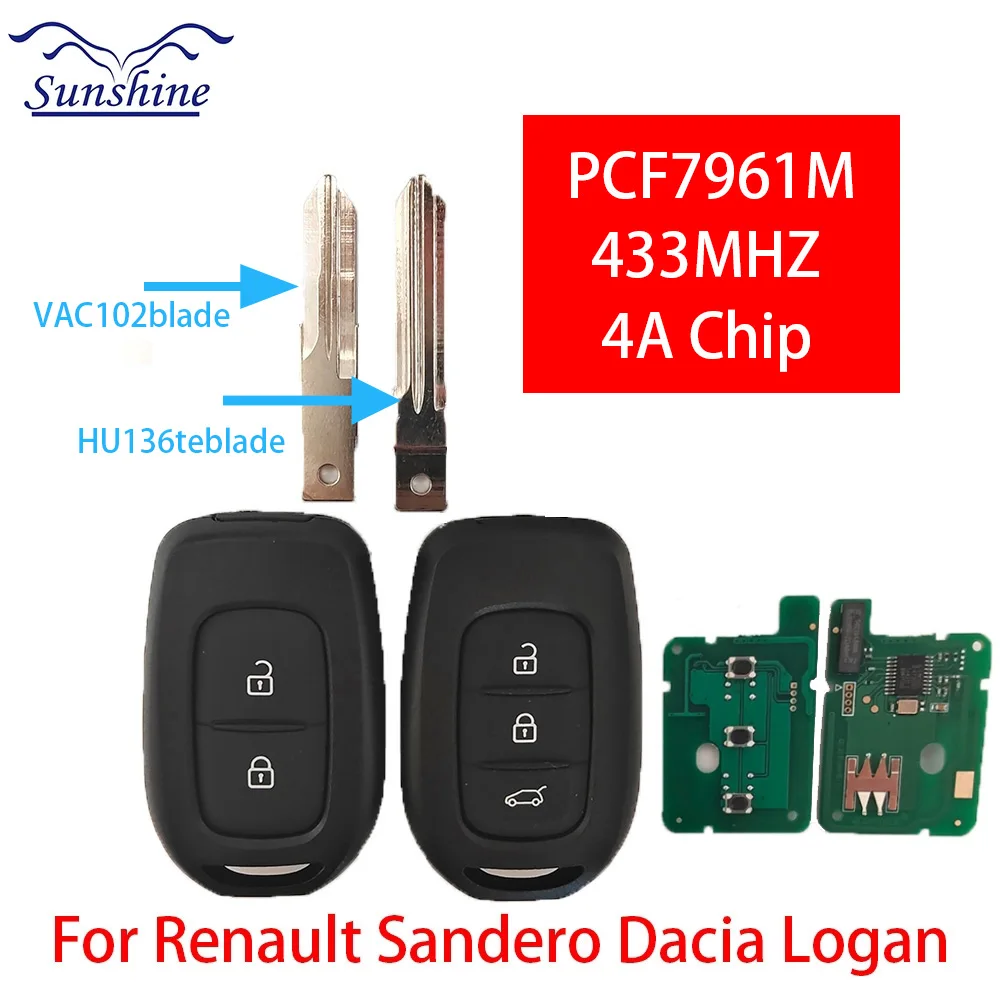 

Para clio4 sandero master3 수mubolo Nikolafego dacia logan lodgy dokker espanador chave remote 2/3 botões 433 МГц 4a чип pcf