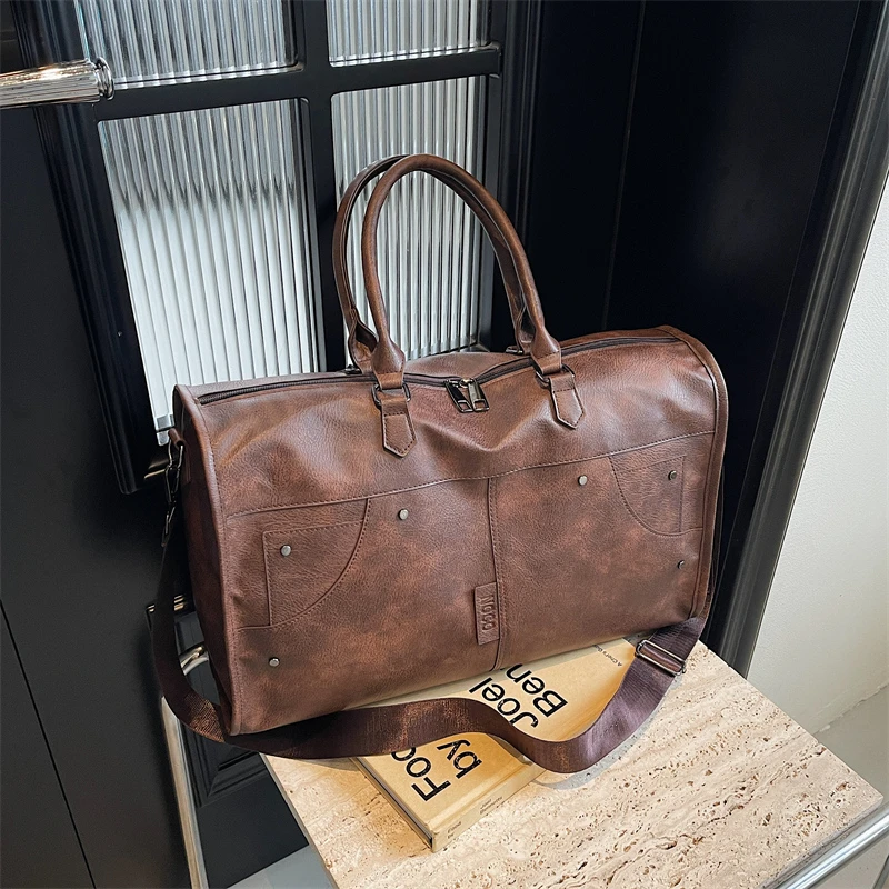 موضة بولي PU حقائب السفر سعة كبيرة جودة عالية الصلبة شعبية الخياطة الموضوع النمط الكلاسيكي حقيبة سفر للنساء 2026 جديد #4