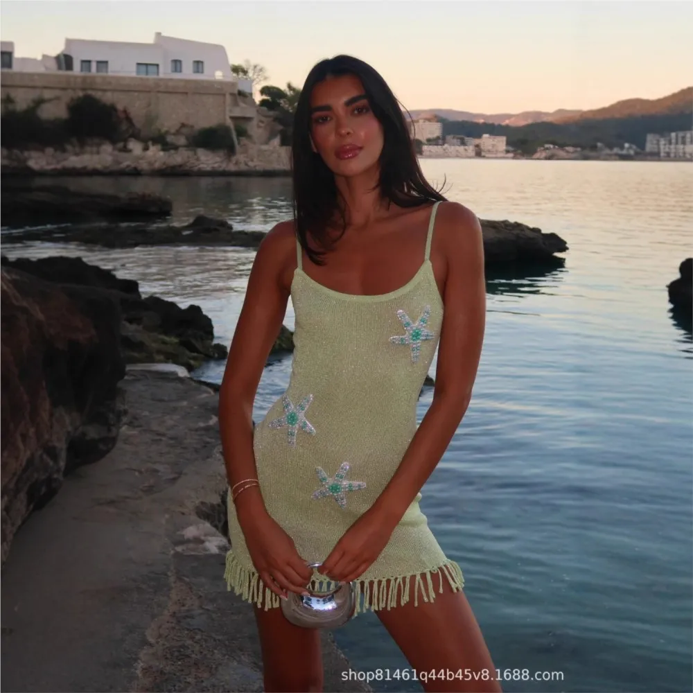 

2026 Spaghetti Strap Women Casual Dresses Vestidos A-line Dress All-match Beachwear Sling Vacation Holiday Beach Sleeveless Slim