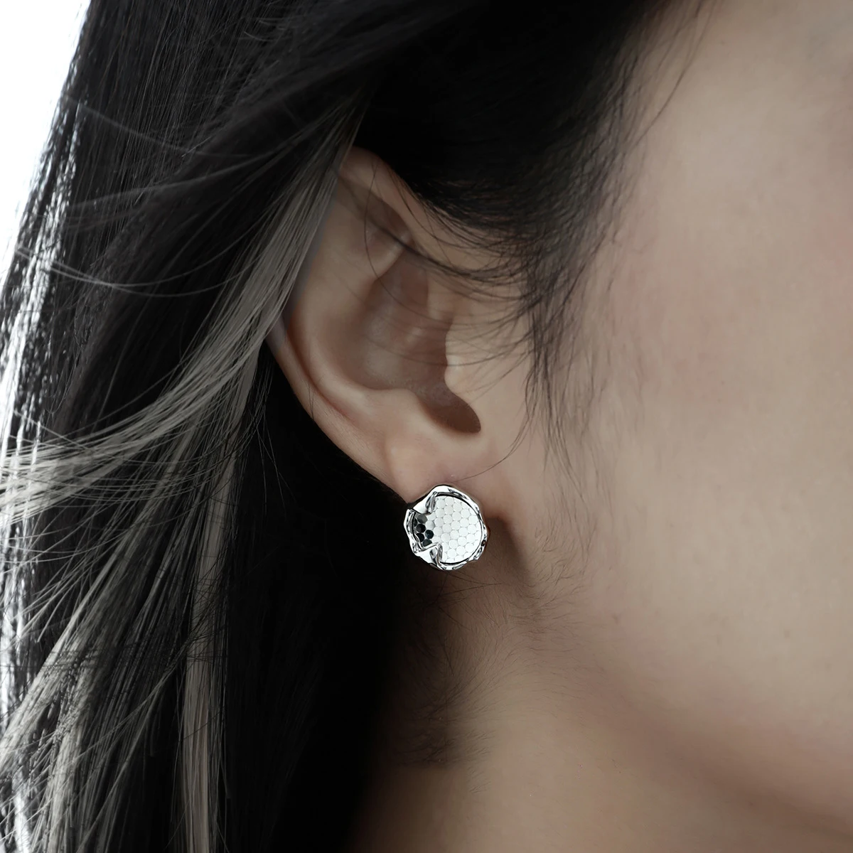 F.I.N.S الأصلي بساطتها S925 فضة أقراط غير النظامية العسل بريق ثقب الأذن ترصيع غرامة مجوهرات هدايا #3