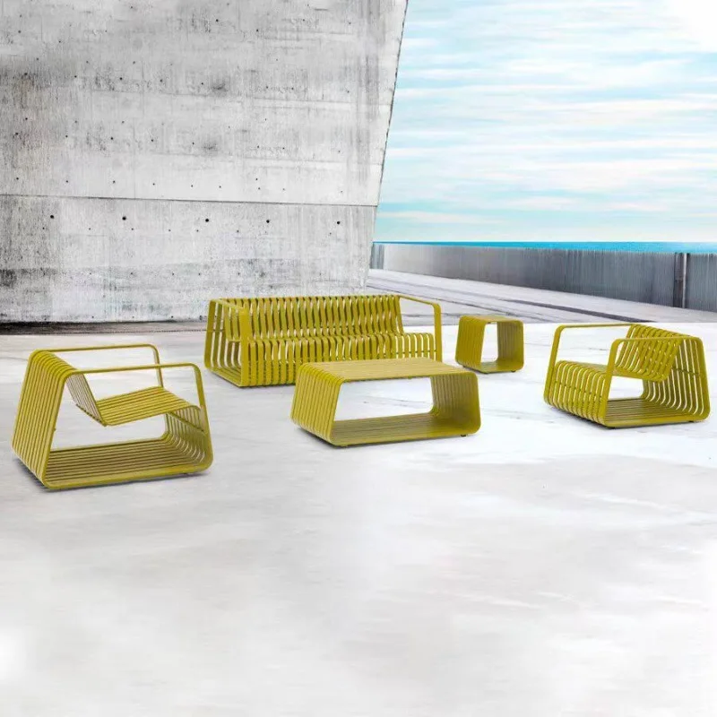 Outdoor aluminum alloy sofa hotel villa balcony courtyard sales department open-air waterproof sunscreen leisure sofa