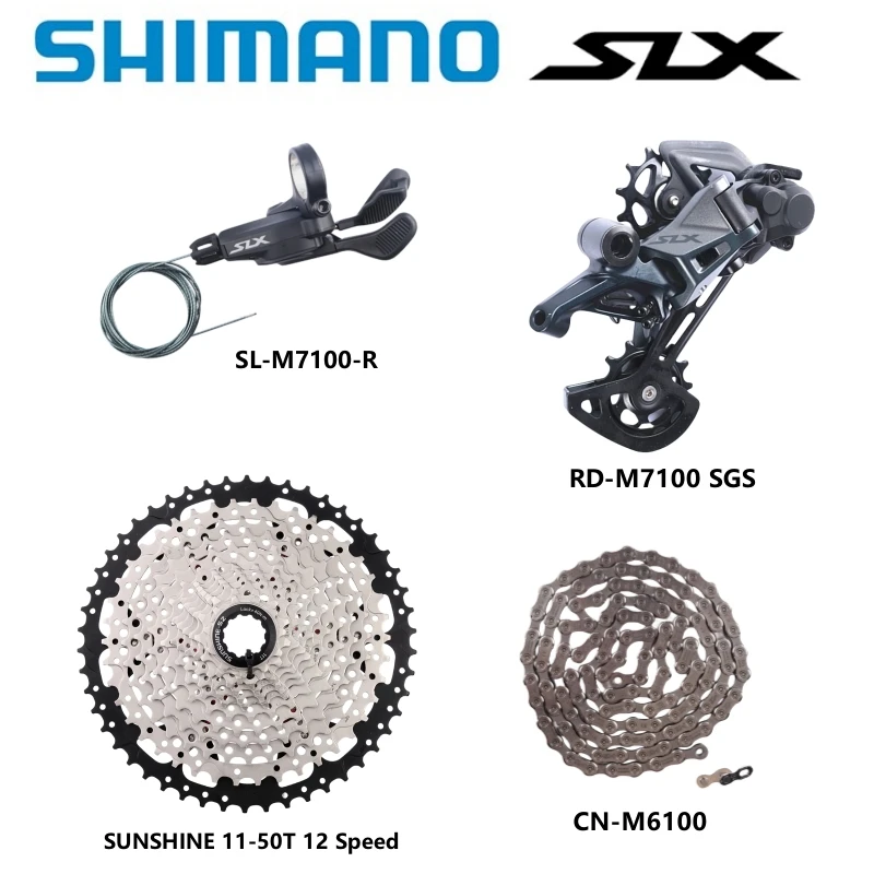 SHIMANO SLX Series SL-M7100 Shifter RD-M7100 SGS Rear Derailleur 1x12 Speed CN-M6100 Chain SUNSHINE 50/52T Cassette Original