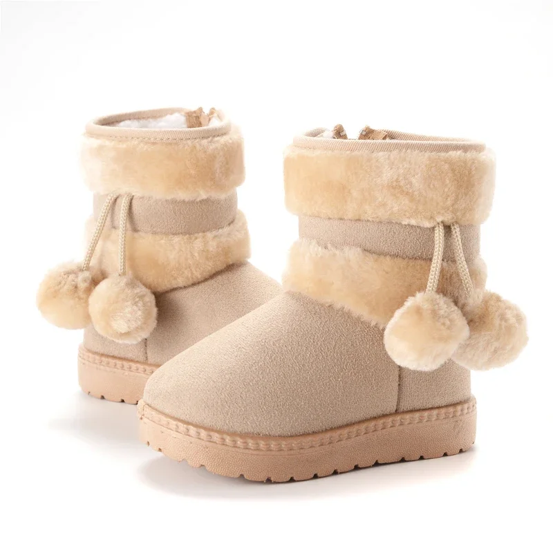 Buty dziecięce Nowe modne buty zimowe dla dzieci Gruba podeszwa Wełniane buty śniegowe Zimowe bawełniane wkładki Dziewczęce trampki Botas Niña