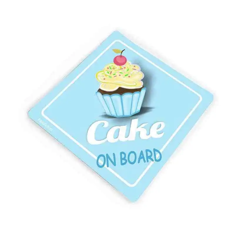 

Cake on Board Car Sticker Cute Blue Cupcake Window Car Head Sticker Baby In Car Safety Sign Decal Warning Car Styling.13cm