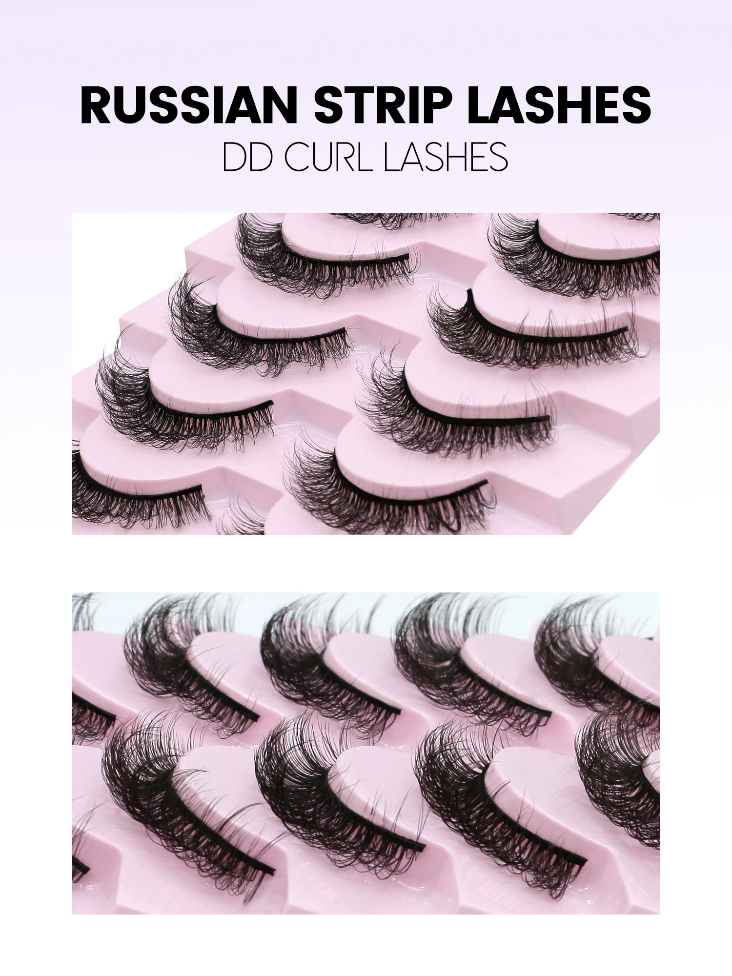 GROINNEYA DD Curl Russian Strip Lashes 3D Mink Lashes Natural Eyelashes Dramatic False Eyelashes Wholesale Eyelash Extension
