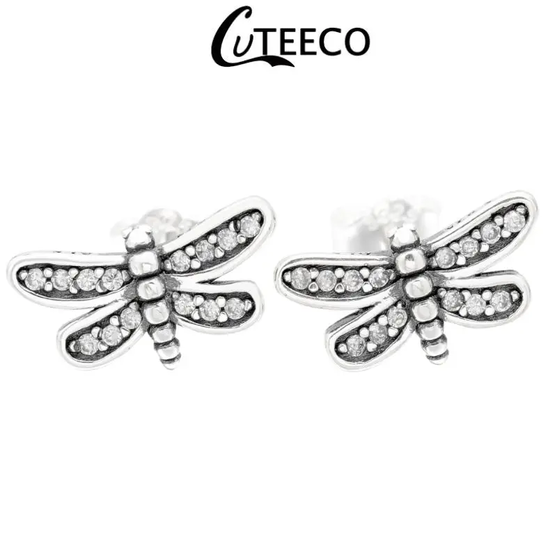 2022New Fashion Mini Dragonfly Earrings for Women Silver Color Jewelry Wedding Stud Earrings Teen Accessories