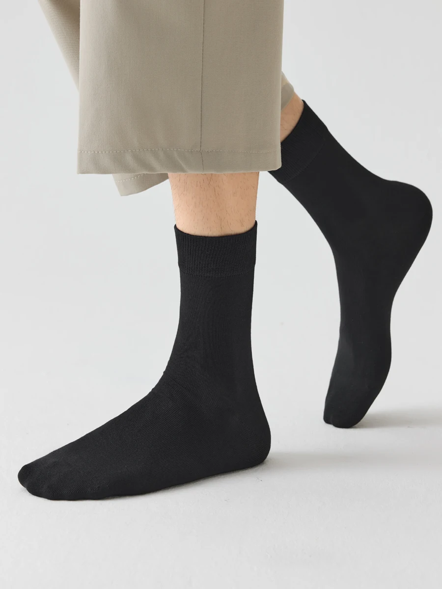 ZTOET Herrensocken aus gekämmter Baumwolle, Herbst/Winter, schwarz, Business-Langsocken, atmungsaktiv, hohe Qualität, neue Herrensocken, Übergröße EU38-45 – Detail 11