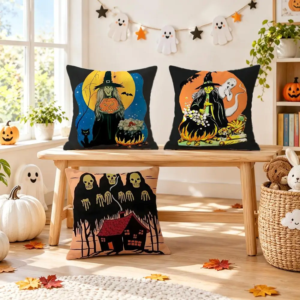 pattern Haunted House Cushion Cover Pillow Short Plush Pillow Comfortable and Fresh Style for Living Room Bedroom Gift