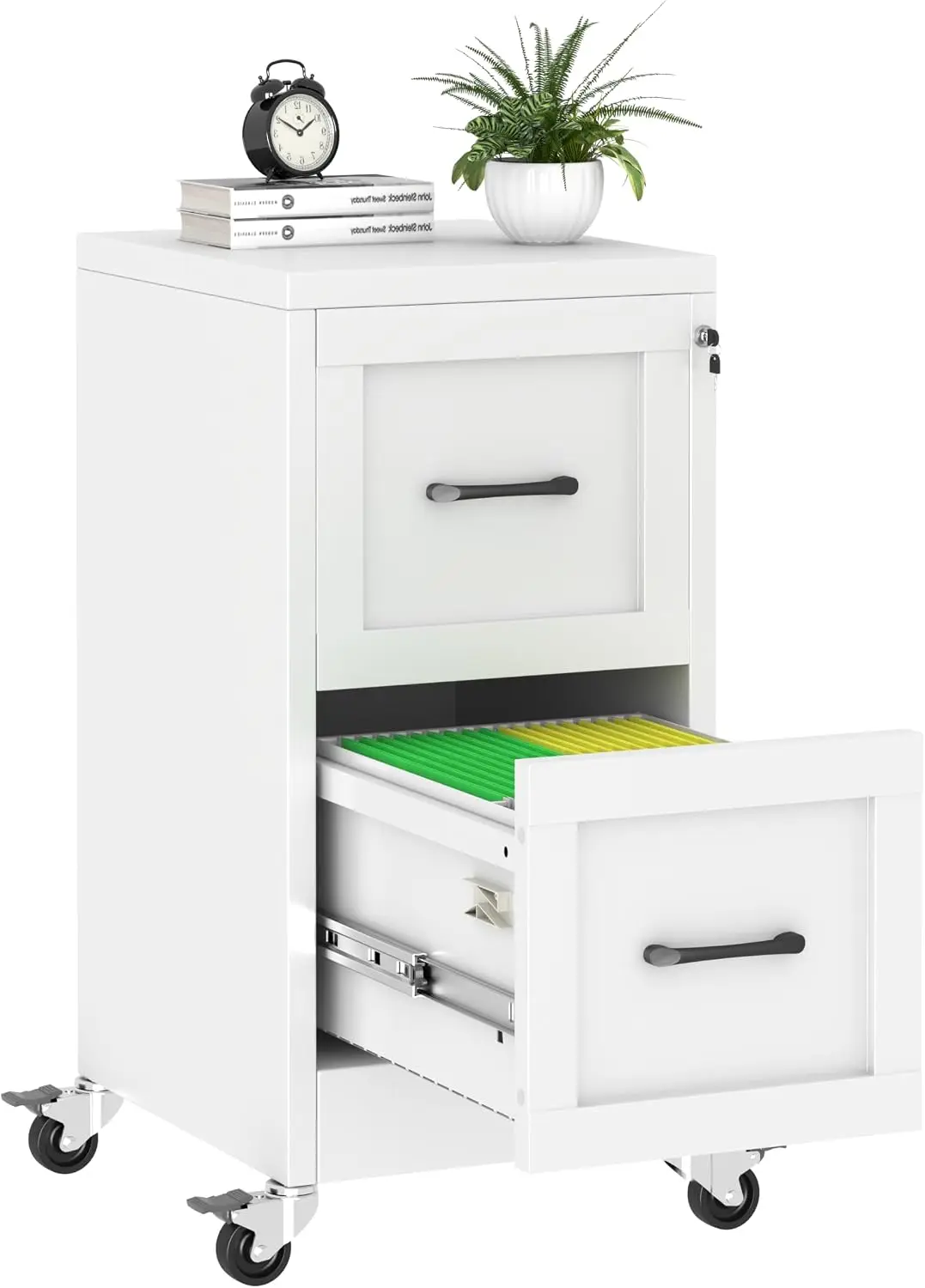 2-Drawer Lockable Vertical File Cabinet with Anti-Tilt Safety, Fits Letter/Legal Hanging Folders, Under-Desk Steel Storage
