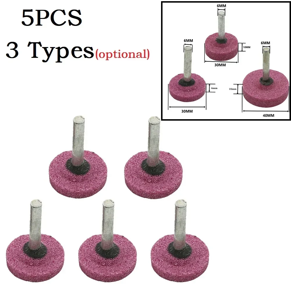 

5pcs 6mm Shank Polishing Head Wheel Head Abrasive Mounted Stone Flat Shape For Rotary Tool Grinding Stone Wheel Head Tools