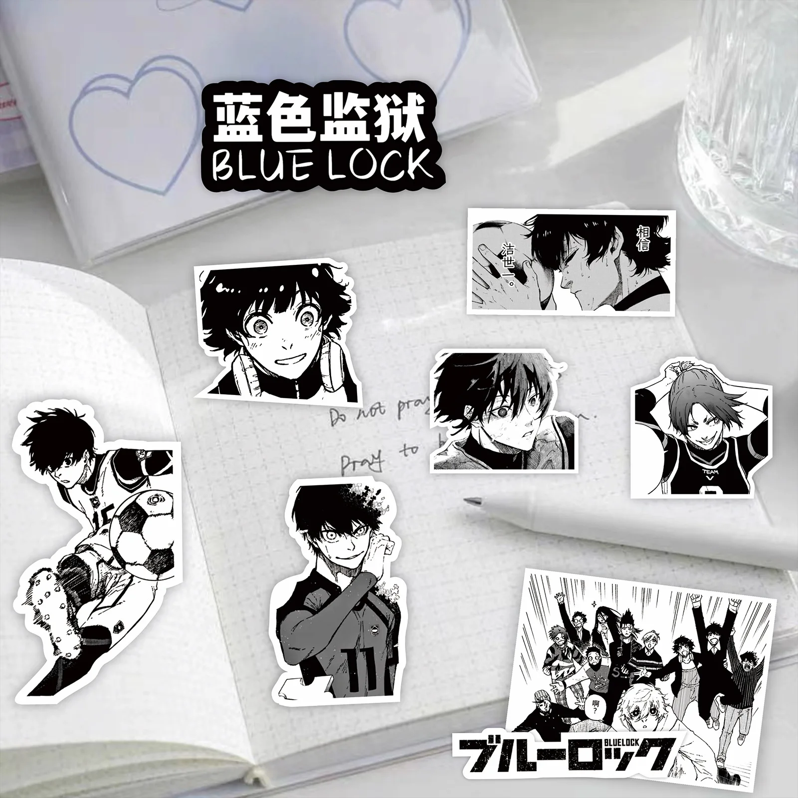 70PCS BLUE LOCK Anime Stickers Black White Waterproof Graffiti Decals Phone Laptop Luggage Guitar Notebook Cartoon Stickers