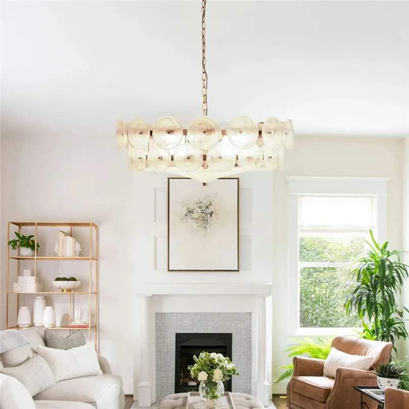Lorenzo Chandelier French Vintage Glass Chandelier Art Villa Duplex Living Room Kitchen Island French Medieval round large Lamp
