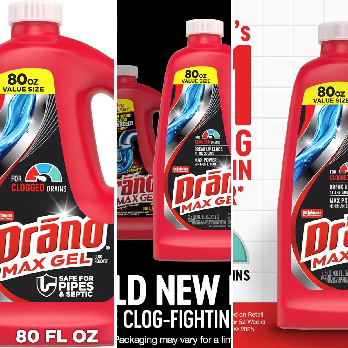 Drano Max Gel Drain Clog Remover & Cleaner, Fast-Acting to Unclog Standing Water & Remove Hair, Grease & Food Blockages, Safe fo