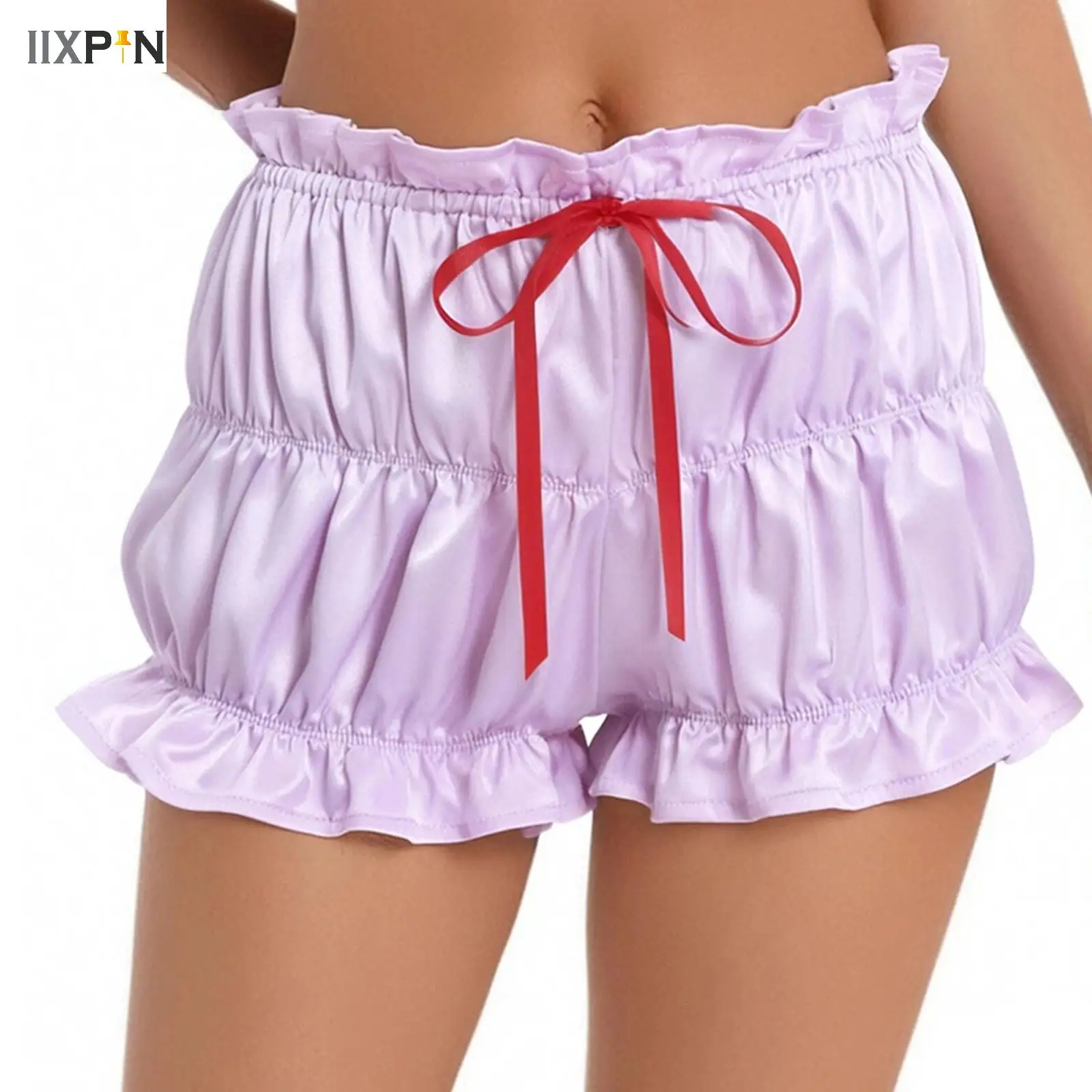 

Womens Ruffled Pumpkin Mini Shorts Elastic Waistband Tying Bow Pettipants Shorts Safety Shorts JK Skirt Tutu Dress Accessory