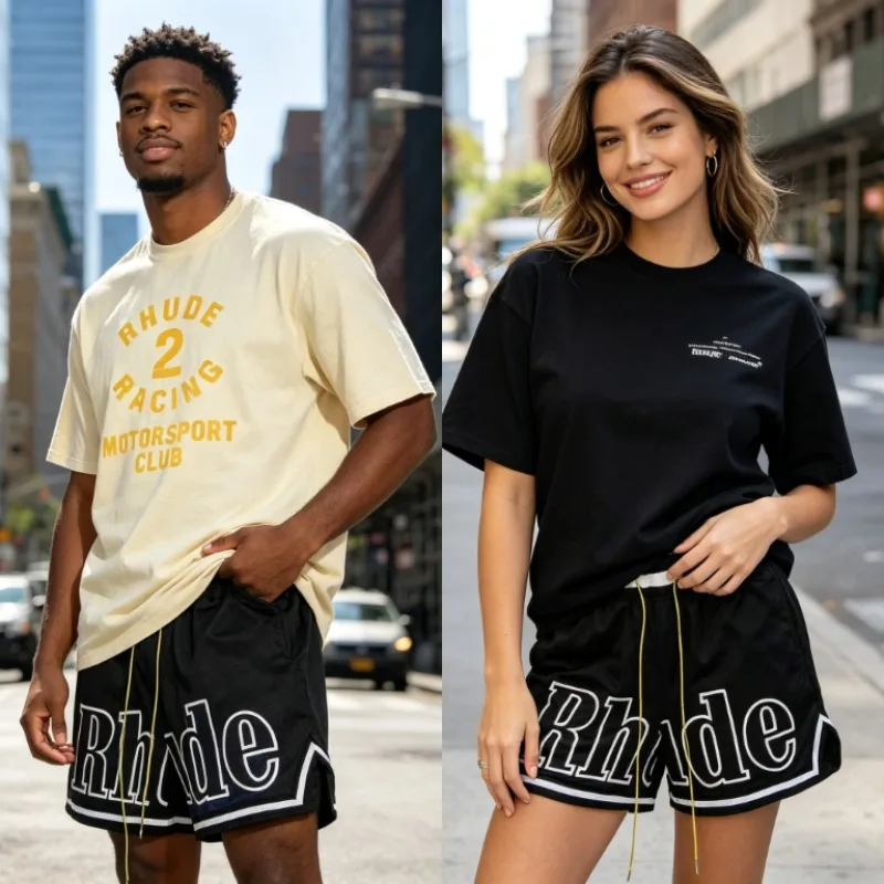 New RHUDE Retro Formula Car Print Oversized Cotton Tee