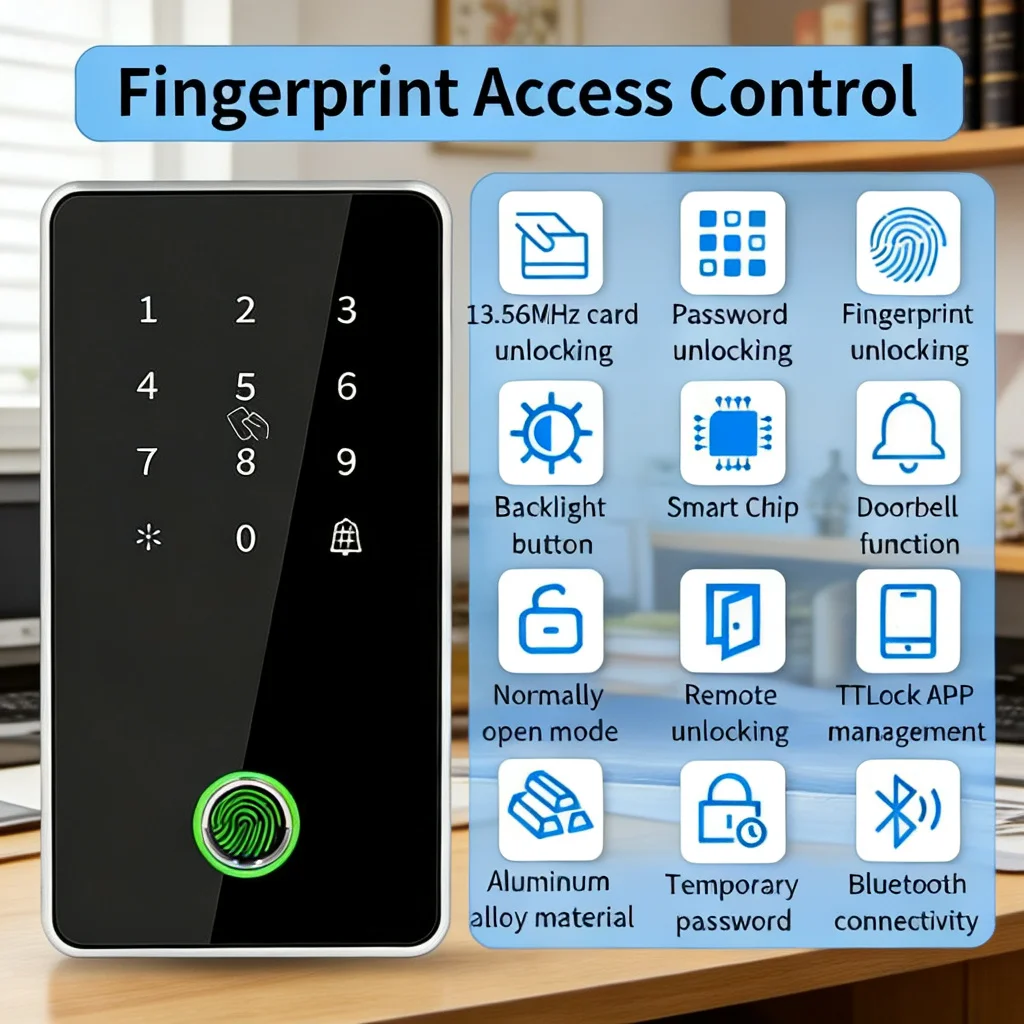 Outdoor Aluminum NFC/Fingerprint/Keypad Access Controller – Ttlock App, Bluetooth/G2 Gateway, 13.56MHz RFID, MJ02 Alloy