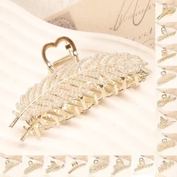 Korean Claw pearl rhinestone flower Metal Pearl Hair Clip Hairpin Hair Clips for Women Hair Accessories Ponytail Shark clip