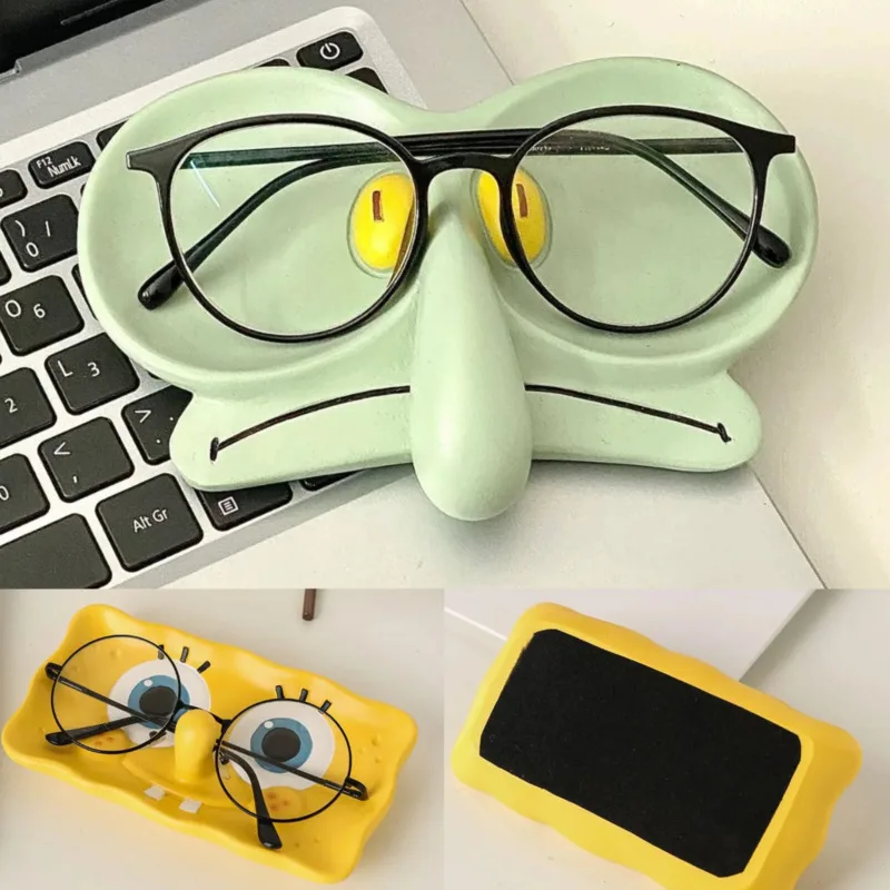 

Squidward Inspired Eyeglass Tray Sponges Octopus Glasses Frame Jewelry Box Cute Office Desktop Decoration