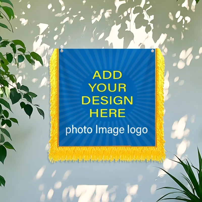 1pc Custom Photo Flag with Name&Date - Custom Square Photo Banner Suitable for Weddings, Birthdays,polyester,No Power Required)
