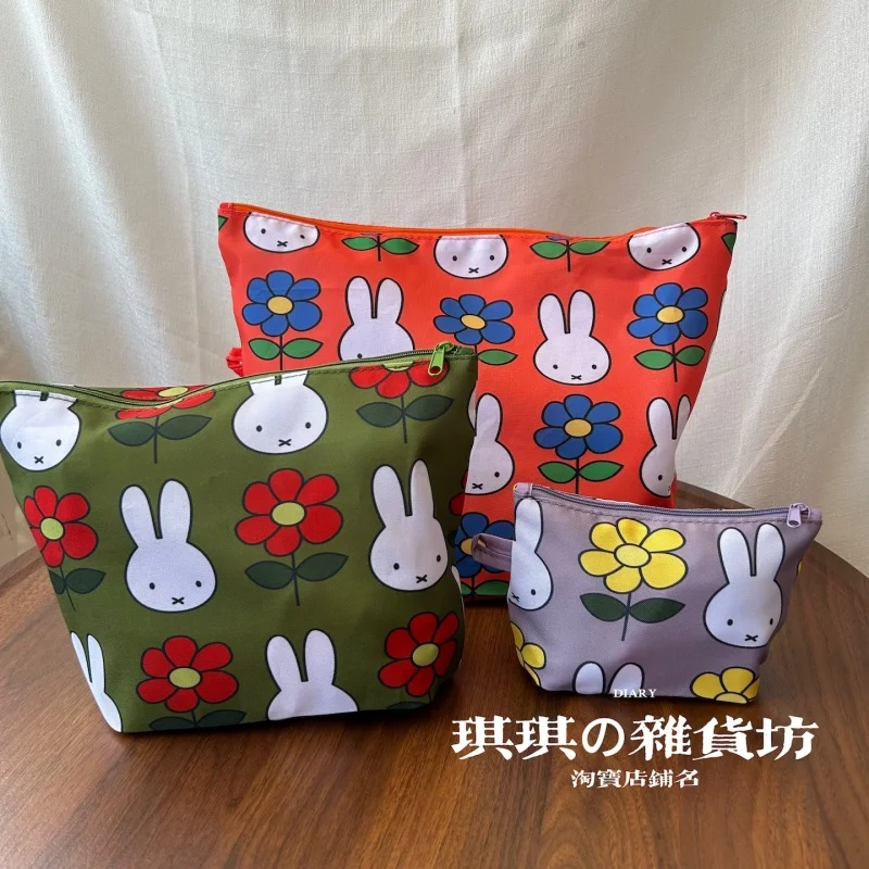 

Hot Sale 3pcs Kawaii Miffy Rabbit Makeup Bag Cute Cartoon Rabbit Print Multi-Functional Portable Storage Bag And Toiletry Bag