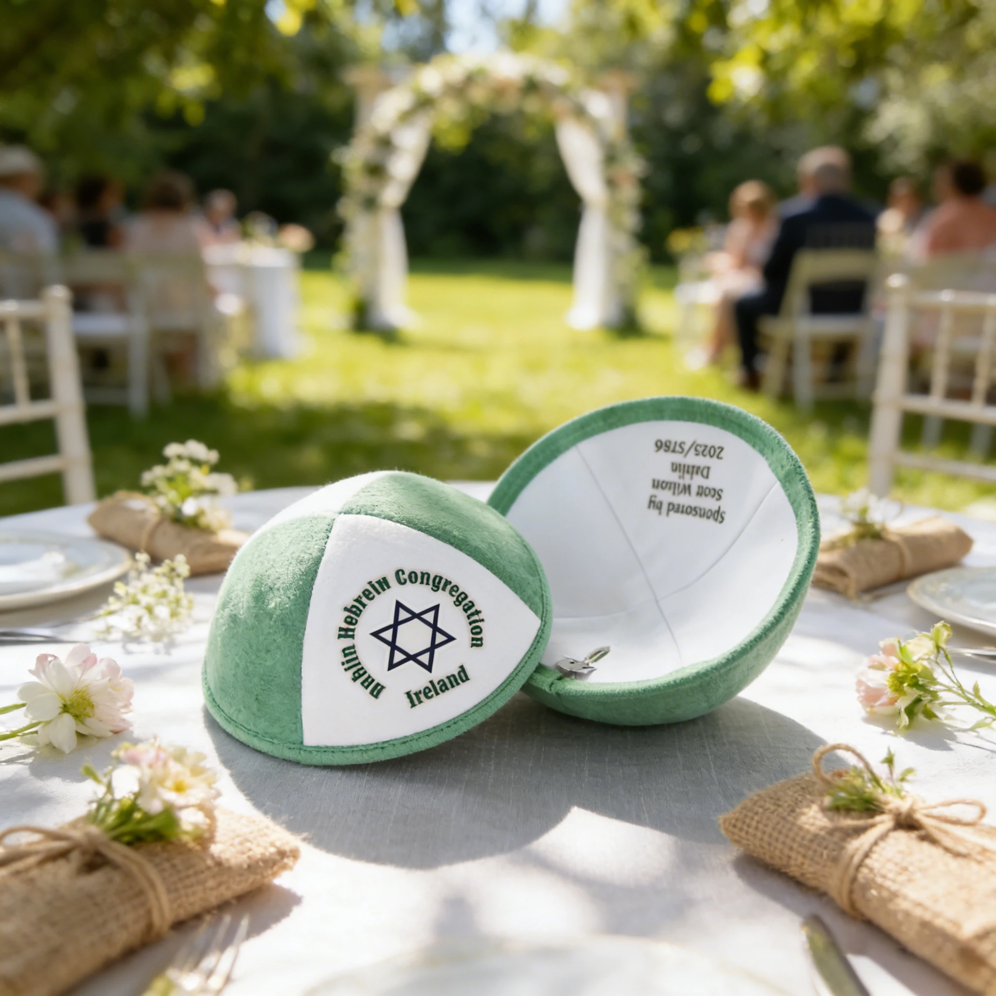 

Jewish kippot| customized for Jewish wedding | deluxe wedgewood satin