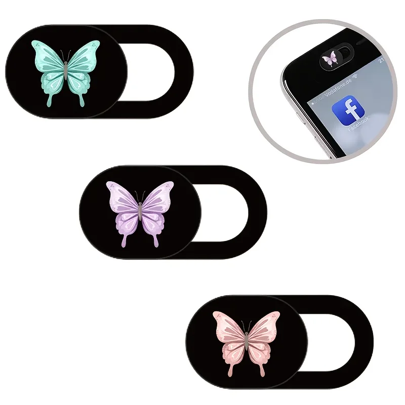 Butterfly camera protection cover slider - adhesive privacy mask with cute butterfly pattern, suitable for laptops