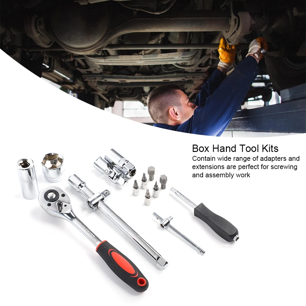 108Pcs Ratchet Wrench Socket Set 1/4in 1/2in CR40 Steel Socket Set Tool Case + Box Hand Tool Kits