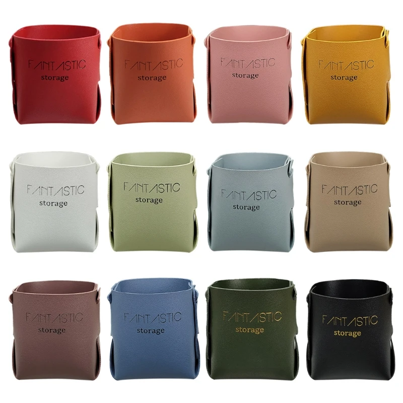 Inklapbare Lederen Opslag Bin Mand Decoratieve Bureau Organizer Voor Sieraden Make Pen Potlood Glazen Afstandsbediening