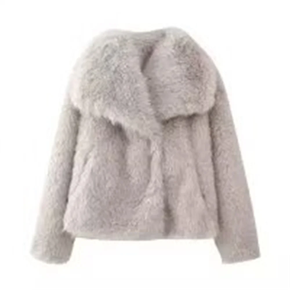 UNIZERA 2024 Autumn/Winter New Product Fashion Casual Women\'s Wear Simple and Versatile Artificial Fur Effect Short Coat