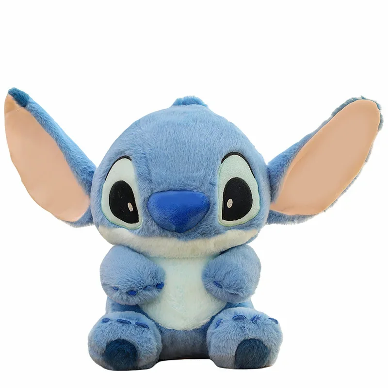 Kawaii Disney Blue Stitch Plüschtier, großes gefülltes Spielzeug, weiches Kissen für Kinder, Geburtstagsgeschenk, Stofftier, niedliches blaues sitzendes Tier