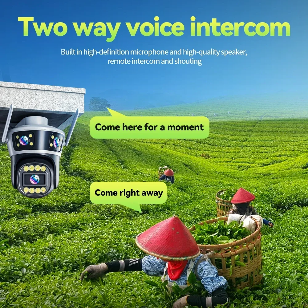 Security Protection 6K 12MP WiFi Surveillance Camera Outdoor Three Screen Wireless Surveillance Ai Track External IP Cam Yoosee