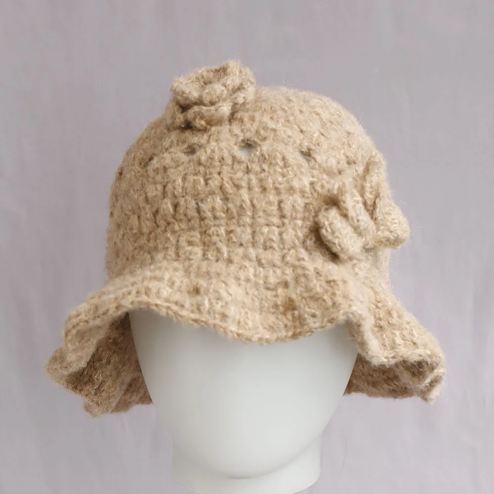 Новинка 2024 года, осенне-зимняя шерстяная панама, женская модная винтажная рыбацкая шляпа, универсальная кепка, фетровая шляпа с цветком, складная шляпа