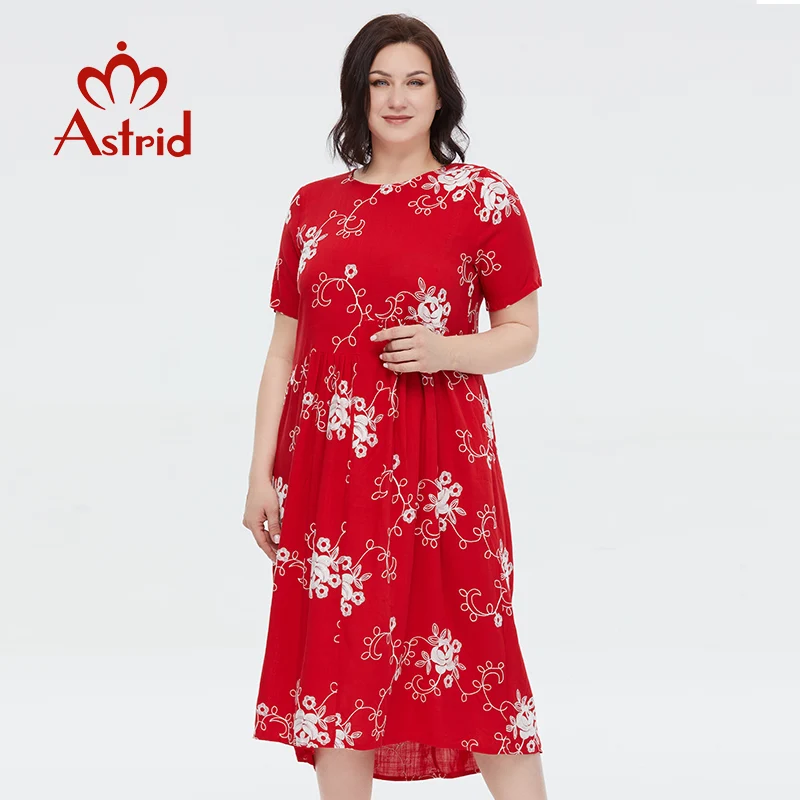 Astrid Women's Summer Dress 2023 New Cotton A Line Long Boho Casual Vintage New in Dresses Oversize Floral Print Dress Female