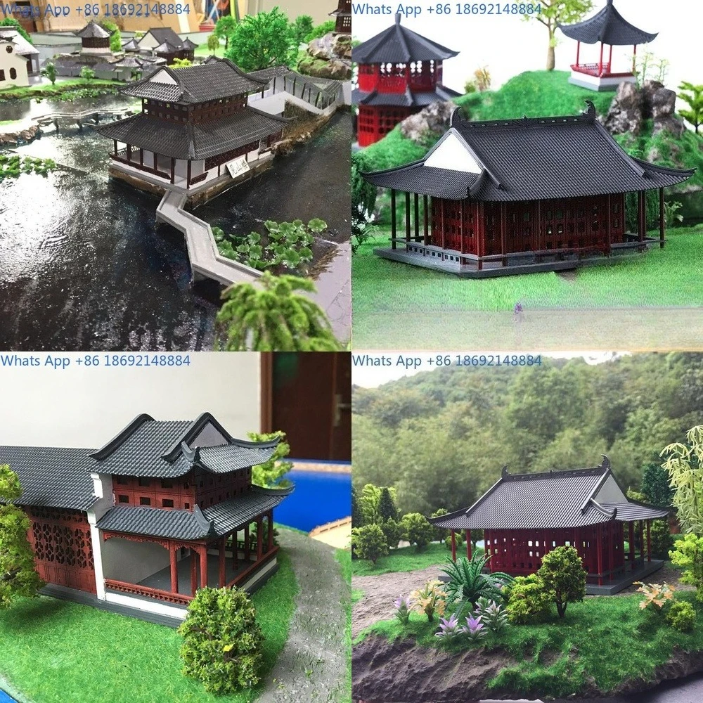 

Miniature Chinese Landscape Architectural Model for Terrarium and Desktop Decoration