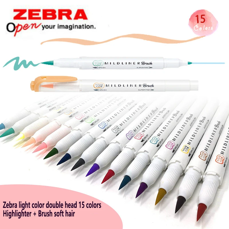 

Набор японских маркеров ZEBRA WFT8, 15 цветов, двусторонние, с мягким кистевым наконечником, для акварели и скетчинга, художественные принадлежности