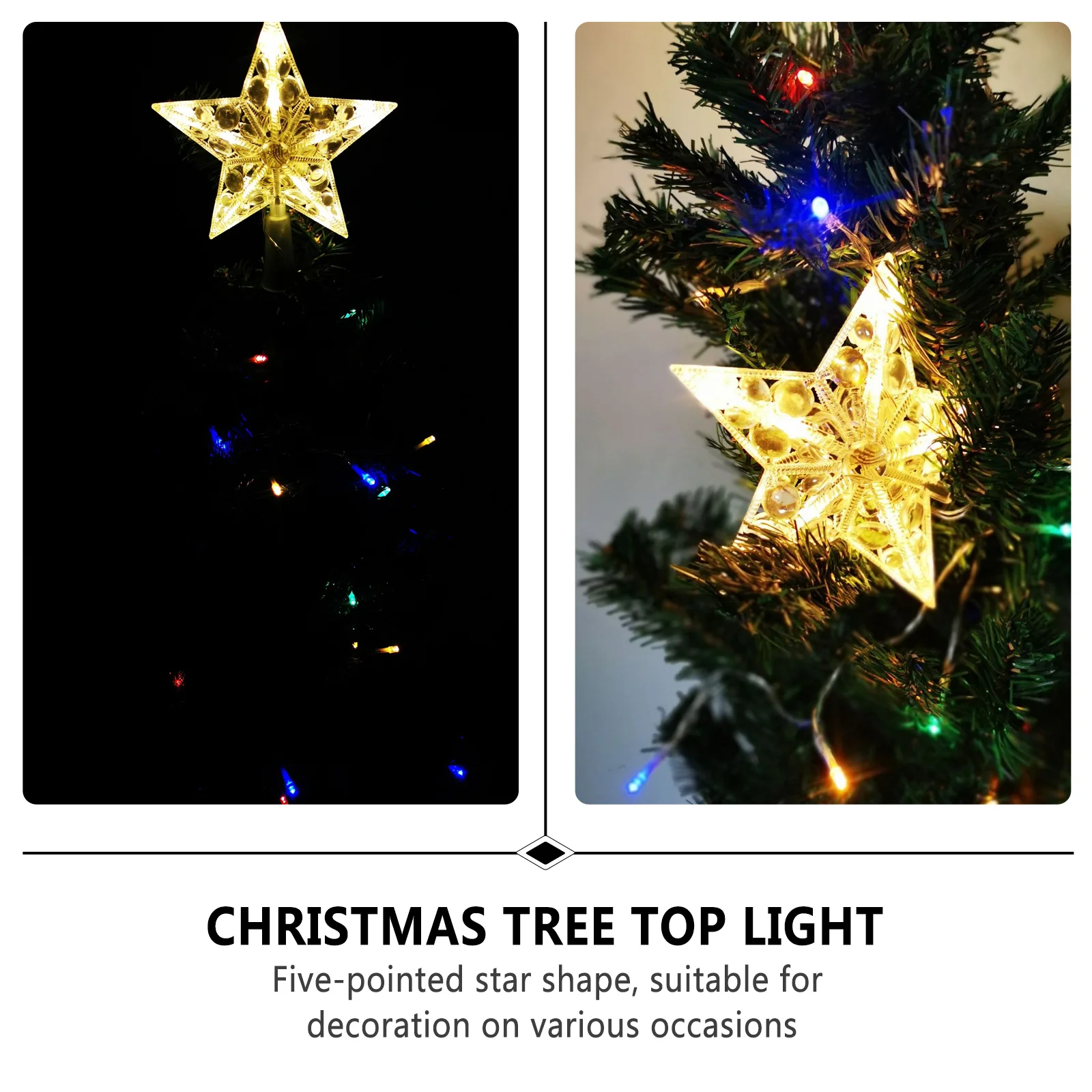 

2Pcs Christmas Tree Topper Star Shaped Lamp Warm White LED Star Light Christmas Treetop Decor Lighted Tree Topper Light