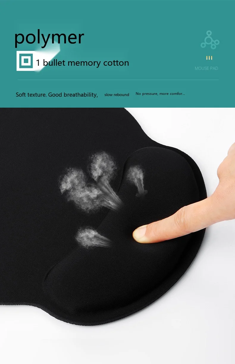 Schaumstoff-Handgelenkauflage, Mauspad, Tastaturauflage, 5-in-1-Set, ergonomische, rutschfeste Schreibtischunterlage für Büro und Gaming – Detail 4